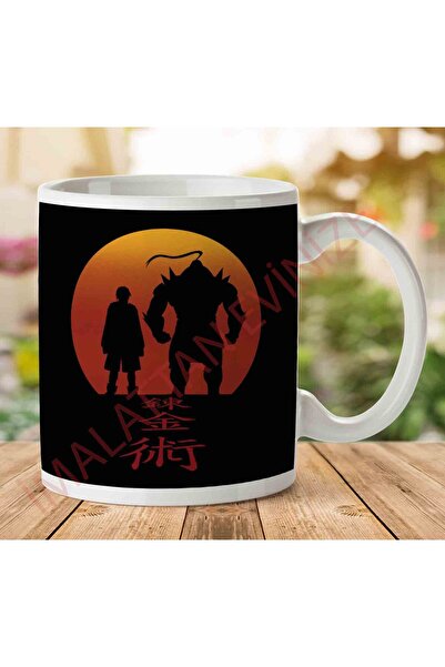 ART HEDİYE 1-879 Full Metal Alchemist Red Background Two Sided Printed Mug Cu...