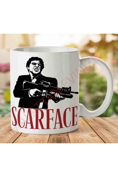 ART HEDİYE 1-1204 سكارفيس بندقية تي شيرت كوب مطبوع على الجانبين.jpg