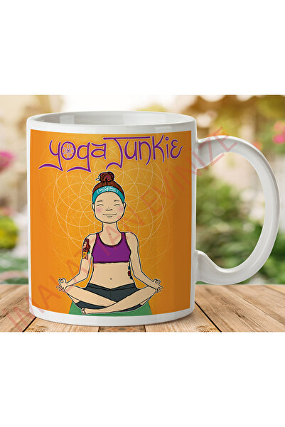 ART HEDİYE 1-507 امرأة تمارس اليوجا - كوب مطبوع على الجانبين