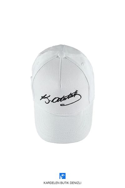 Kardelen Butik Denizli Ataturk Embroidered Young Children's Hat - 100% Cotton (7-12 Years)