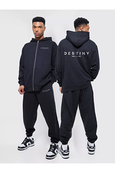 aynewmoda بدلة رياضية للرجال من Destiny مطبوعة بغطاء رأس وسحاب، مجموعة من الأسفل