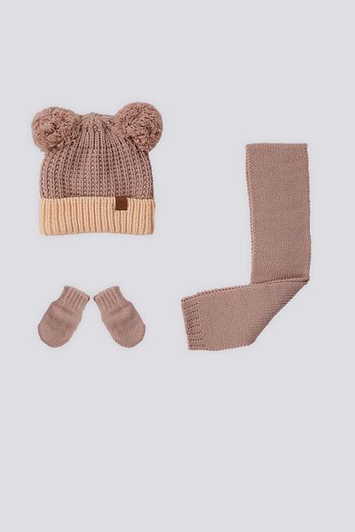 U.S. Polo Assn. U.S. Polo Assn Baby Girl Peach Scarf-Beanie-Gloves Set