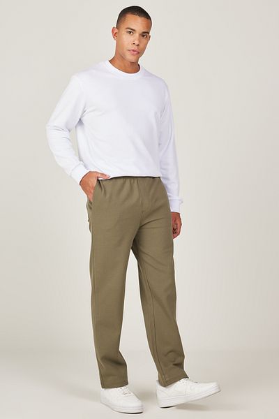 AC&Co / Altınyıldız Classics Pánske khaki štandardný strih, bavlna s kravatou v páse, pletené nohavice Jogger s bočnými vreckami