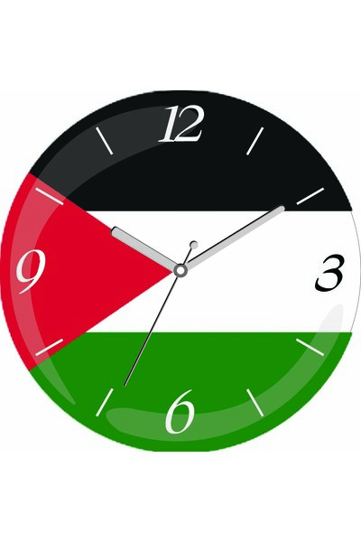 ART HEDİYE مسجد القدس المسجد الأقصى العلم الفلسطيني يتدفق بصمت ساعة حائط زجاجية حقيقية محدبة