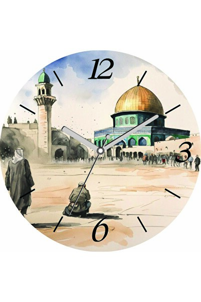 ART HEDİYE Ceas de perete din sticlă reală Kubbetus Sahara, silențios, cu cupolă bombată, din trecut