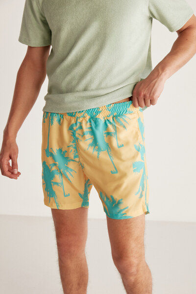 GRIMELANGE Thiago Men's Lined 3 Pocket Water Repellent Fabric Swim Shorts