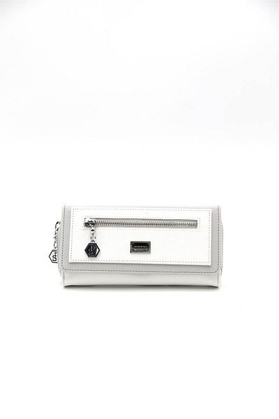 Silver Polo محفظة نسائية وحامل بطاقات باللون الأبيض الفضي والبولو - رمادي Sp846