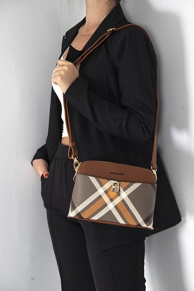 Silver Polo Ασημί & Polo Khaki - Taba Sp623 Γυναικεία τσάντα χιαστί