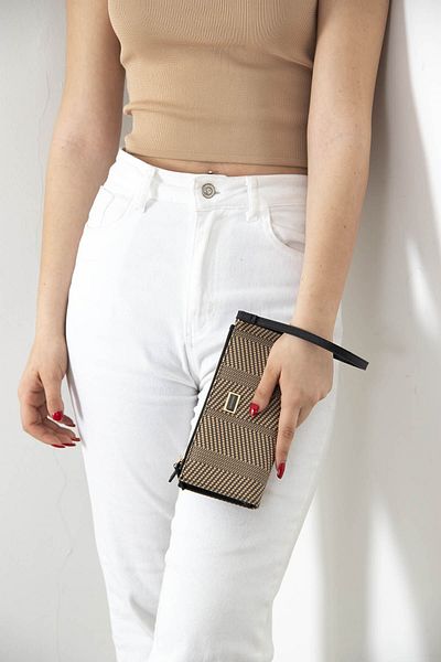 Silver Polo Сребърен и поло орех - черен дамски портфейл и картодържател SP1046