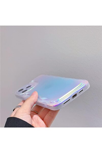 HyperAge iPhone15 Pro Max Uyumlu Hologram Kılıf Zigzaglı Puffer Renk Geçişli Mat Silikon Kapak