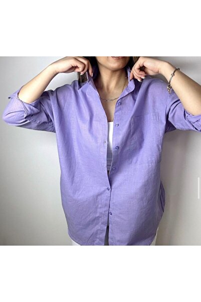 Starz Kadın Oversize Keten Gömlek (Standart Beden)
