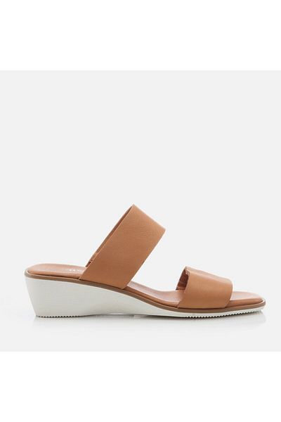 Hotiç Tan Genuine Leather Women's Slippers