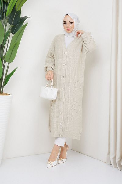 Pamuk Butik Γυναικεία Πλεκτή Ζακέτα με Πλεκτό Μοτίβο με Κουμπιά