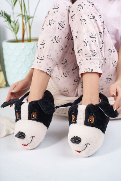AlbiShoes Χαριτωμένο σκυλί με φιγούρες ζώων, βελούδινες μαλακές σόλες για το σπίτι, χειμερινές παντόφλες (30-40)