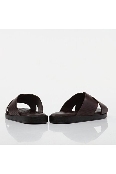 Hotiç Men's Slippers - Genuine Leather and Brown Color