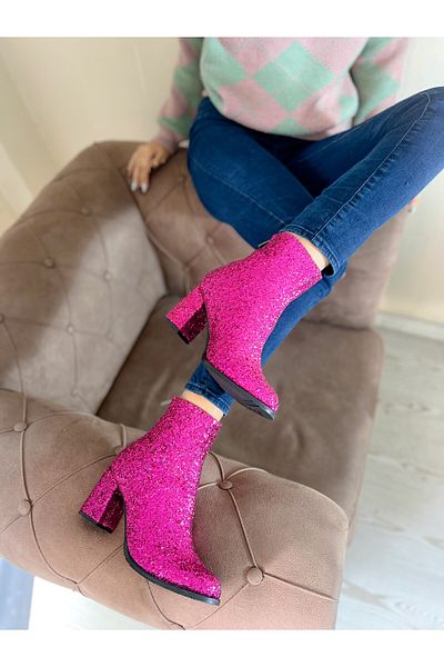 irmona Star Fuchsia Stone Heeled Boots Bottie