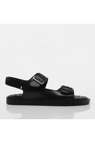 Hotiç Schwarze Herrensandalen aus echtem Leder