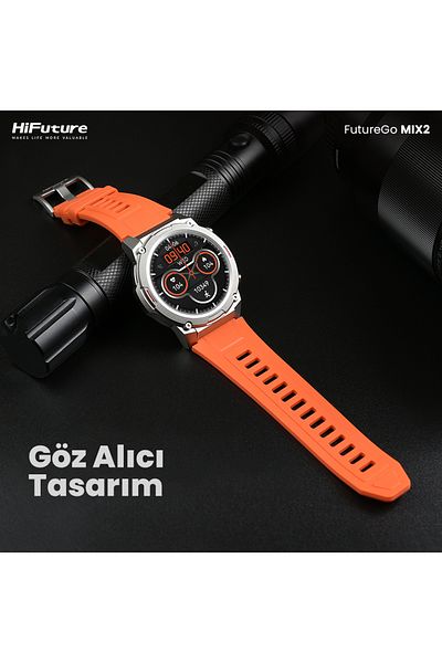 HiFuture Mix2 Orange Smart Watch - Bluetooth 5.2, Ip68, 1.43 Inch Amoled, 36mm Heart Rate Sports Tracker