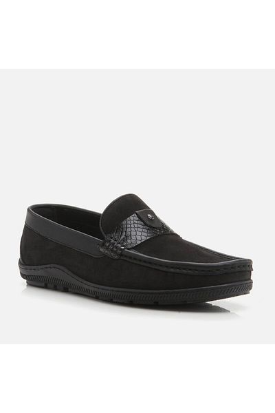 Hotiç Black Genuine Leather Men's Loafer