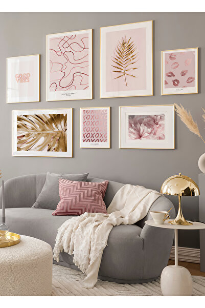 Artavessa 7 Parça Ahşap Çerçeve Görünümlü Mdf Tablo Seti