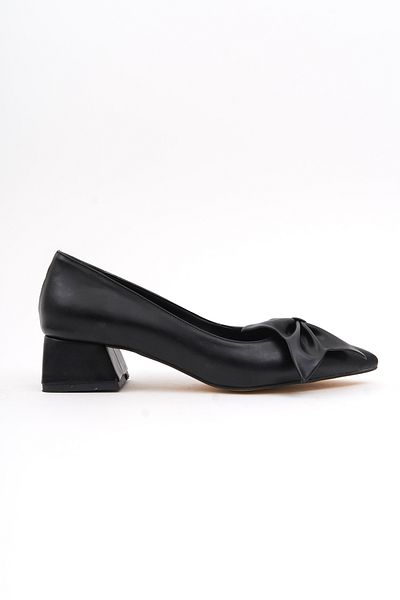 DİVOLYA Camila Black Bow (4cm) Pointed Toe Heels Shoes