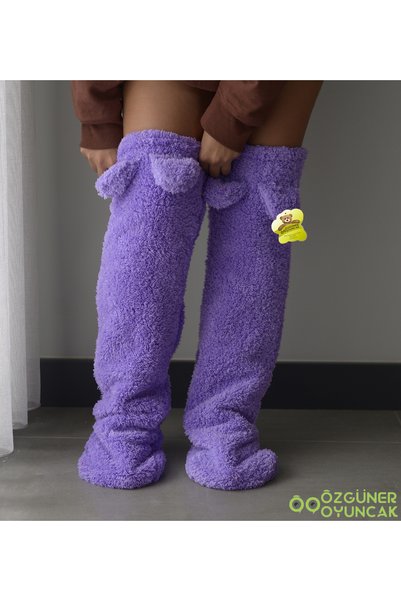 Pababo Plush Socks with Ears Welsoft Above Knee Room Socks Winter Sleeping So...