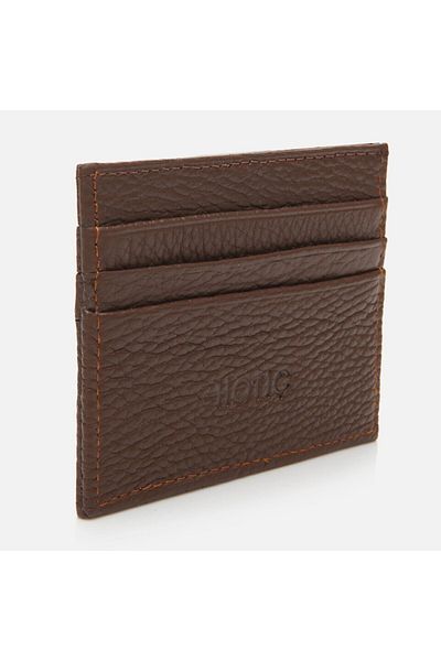 Hotiç Кафяв мъжки портфейл от естествена кожа