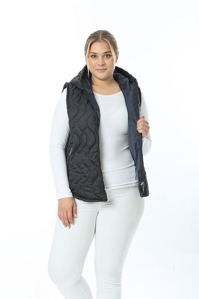 XL Modam WOMEN'S LARGE SIZE QUILTED NAVY BLUE SHORT VEST