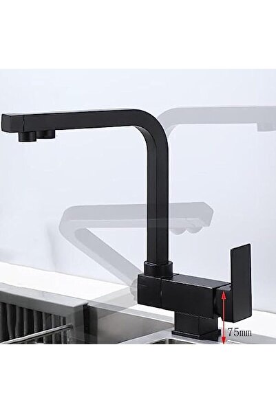 OEM Mutfak Pencere Önü Katlanır Evye Bataryası Su Arıtma Çıkışlı Yeni Mat Siyah 7 Yıl Garantili