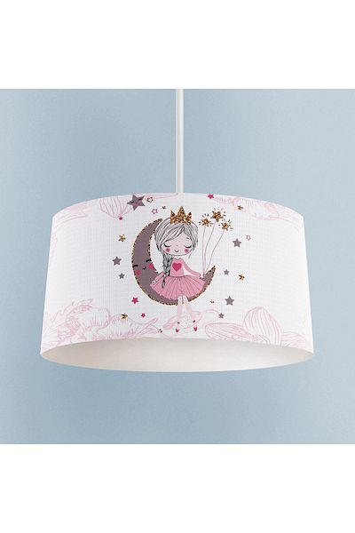 MEKTA HOME Girl Patterned Motif Baby and Children's Room Sitting on the Moon Chandelier