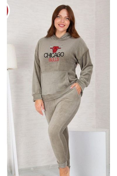 mervemoda Γυναικεία μαλακή φόρμα υψηλής ποιότητας Χακί.