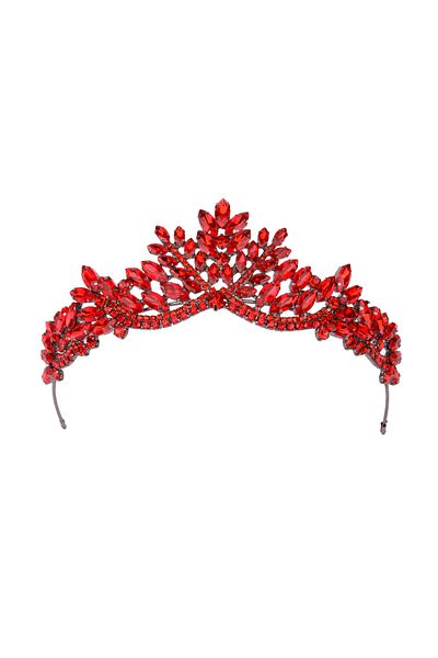 Hayalperest boncuk Women's Henna Wedding Crown, Crystal Stone Bridal Crown, Princess Crown, Bachelorette Party Crown Red