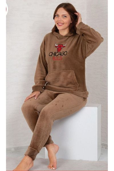 mervemoda Γυναικεία φόρμα διπλής φόρμας Coffee soft soft υψηλής ποιότητας.
