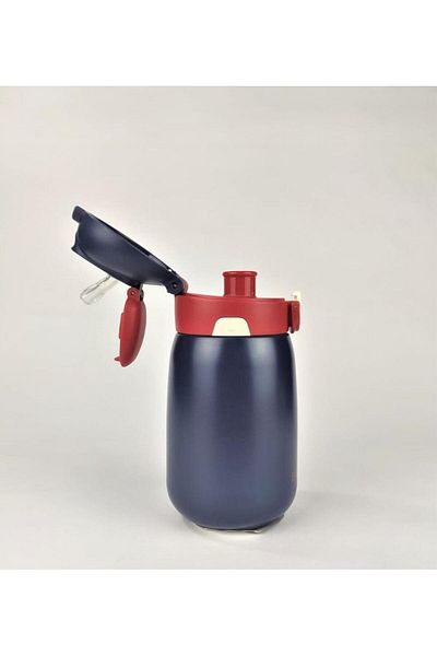 DILLER Blue Steel Thermos Flask with Straw - 420ml