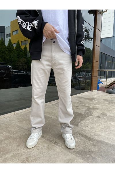 wamoss Ανδρικό Χειμερινό Άνετο Κρέμα Bagy Jeans - Kdb