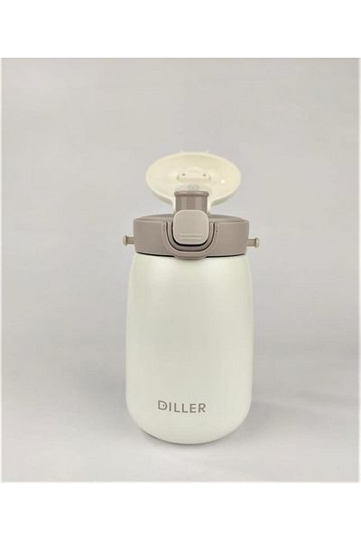 DILLER 420ml White Walnut Thermos Matte Straw