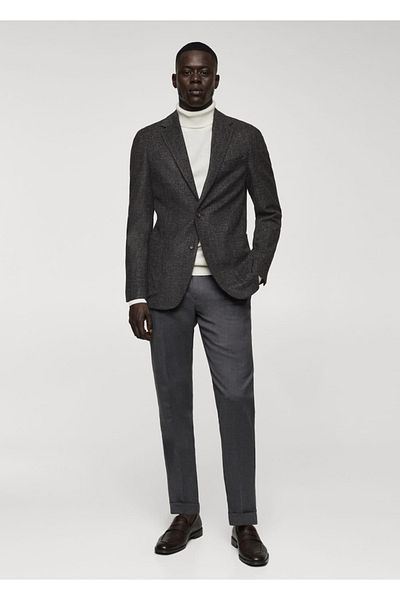 MANGO Man Blazer aus unverarbeiteter Wolle mit feinen Linien