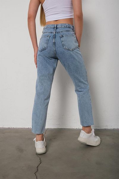 TugsatTasarTekstil Lora xst Albastru deschis Zăpadă Talie Extra Înaltă Iubita Femei Mom Jeans Pantaloni Denim