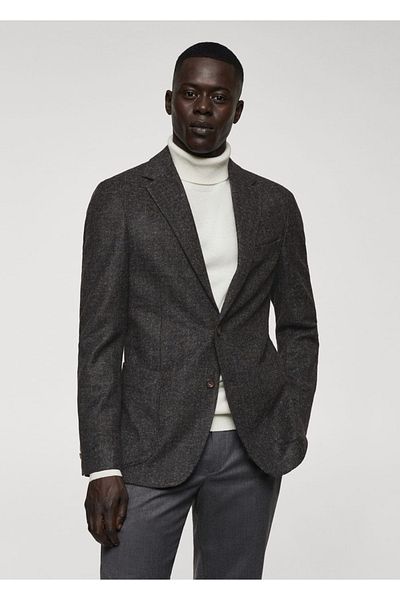 MANGO Man Blazer aus unverarbeiteter Wolle mit feinen Linien