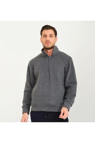 Nors Vanir Basic Half Zipper Fleece Sweatshirt Gray