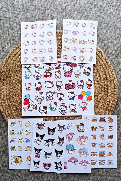 Mona Craftist Σετ αυτοκόλλητων χαρακτήρων Sanrio 133 τμχ Αυτοκόλλητο Hello Kitty Kuromi Pompom Purin Gudetama My Melody