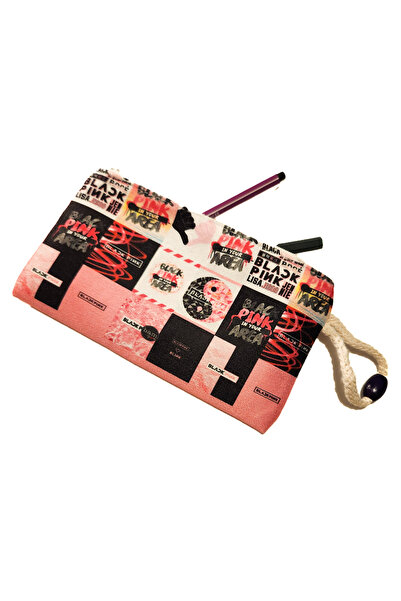 Güneş Kırtasiye Geantă de machiaj cu suport pentru stilou din pânză Blackpink