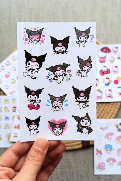 Mona Craftist 133 Pieces Sanrio Character Sticker Set Hello Kitty Sticker Kuromi Pompom Purin Gudetama My Melody