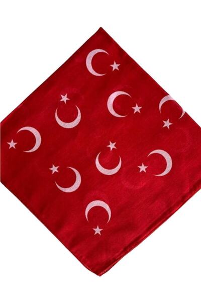 indirimsepeti Türk Bayrağı Ayyıldız Kırmızı Çok Amaçlı Bandana Fular %100 Cot...