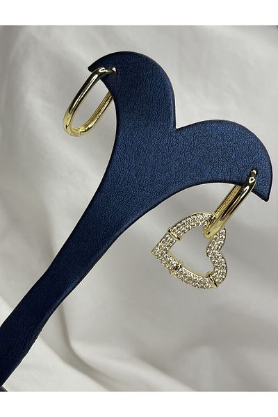 ismim bijuteri Single Heart Hoop Earring