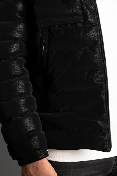 ZEKİ ÖZER ΑΝΔΡΙΚΟ ΜΑΥΡΟ ΓΙΑΚΑ ΓΟΥΝΑ ΕΙΣΑΓΩΓΙΚΟ ΔΕΡΜΑΤΙΝΟ ΠΑΛΤΟ