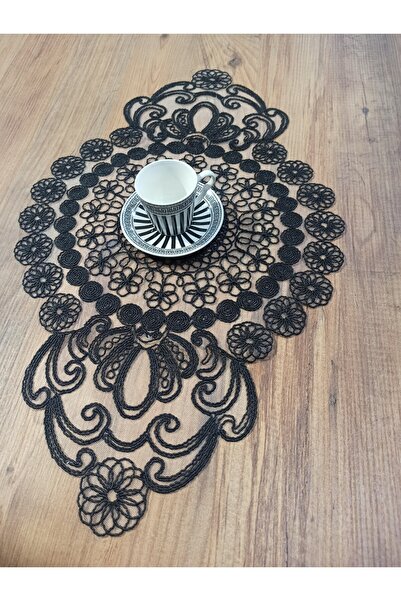 ŞENER HOME 2 قطعة غطاء طاولة القهوة 38 × 60 سم. - أسود