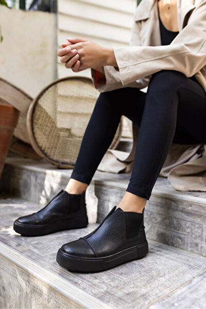ANGELİNA JONES CARMO ΓΥΝΑΙΚΕΙΑ ΜΑΥΡΑ ΓΝΗΣΙΟ ΔΕΡΜΑ SNEAKER ΜΠΟΤΑΚΙΑ