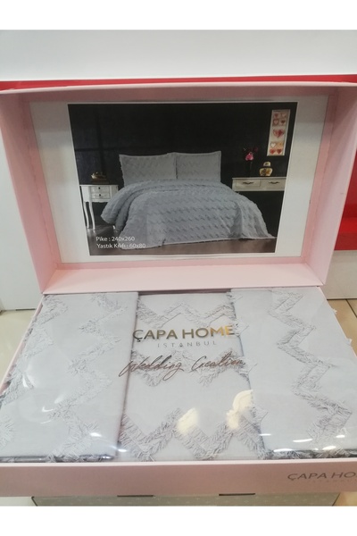 Çapa Home HEDİYELİK ÇEYİZLİK GÜNDELİK ÇİFT KİŞİLİK YASTIK KILIFLI 3 PARÇA PİKE MODEL YATAK ÖRTÜSÜ TAKIMI