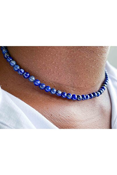 NehirTaş Sertifikalı Lapis Lazuli Taşı Doğaltaş Kolye 4 Mm